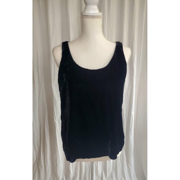 Vintage Black Velvet Tank Top Camisole J.Crew Size 8 Gothic Y2K Minimalist - Picture 2 of 16